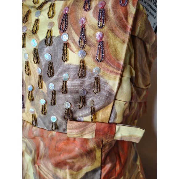 Vintage Minx Modes Sz. 12-13 Spaghetti Strap Evening Dress Beaded Bodice Elegant - Picture 5 of 10